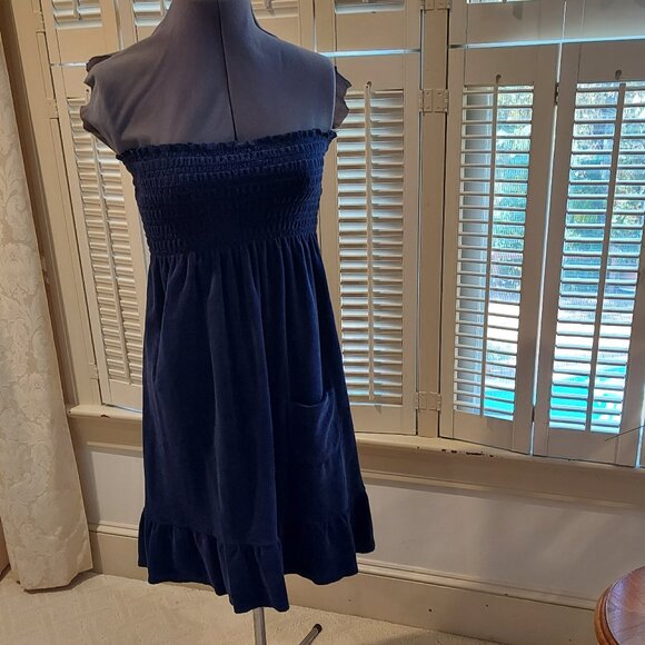 Juicy Couture Navy Blue Stretch Terry Bandeau Dress - Picture 2 of 4